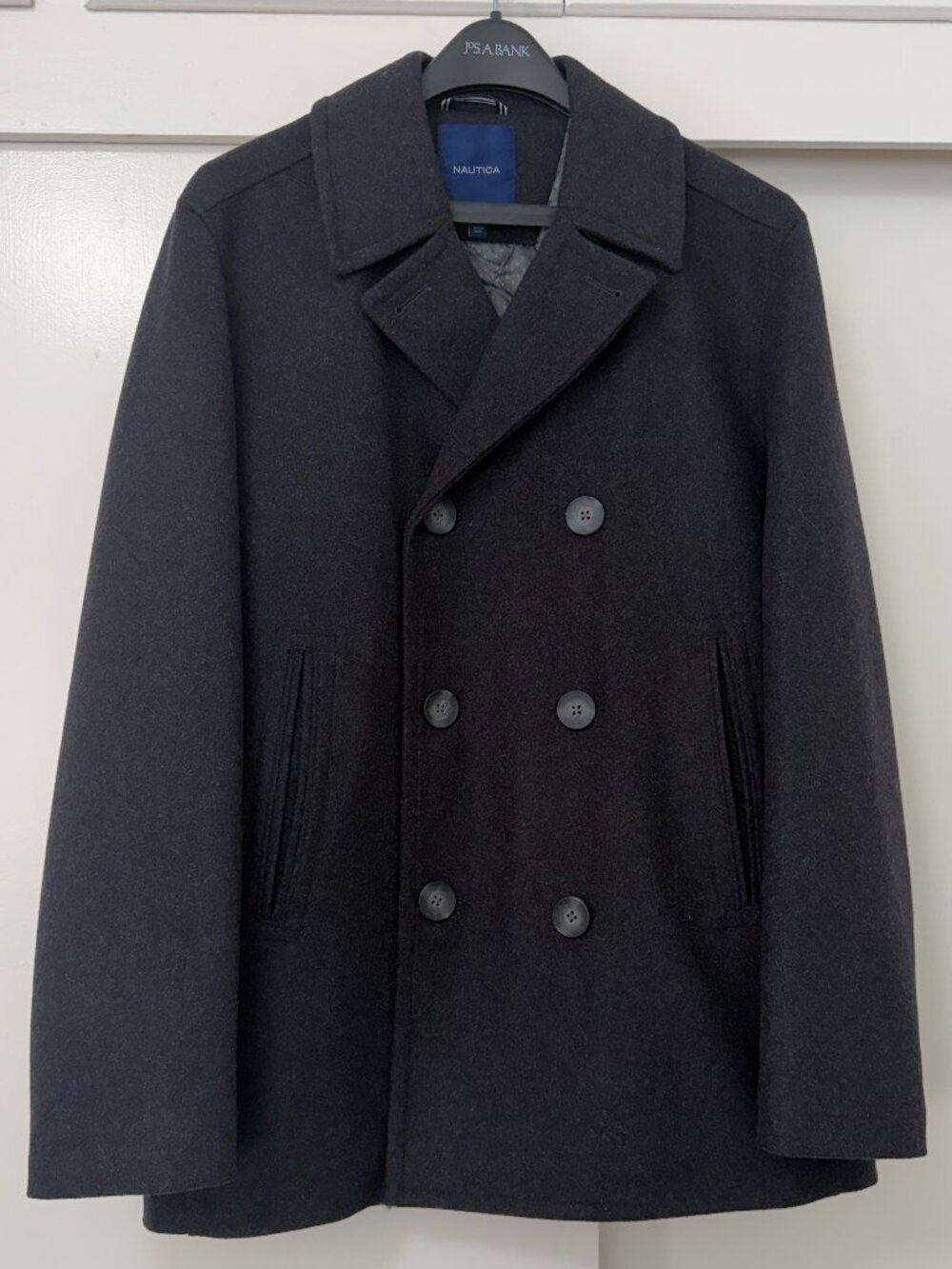 Nautica Men's Wool Blend Peacoat in Charcoal Size Medium